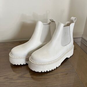 White Platform Chelsea Boots